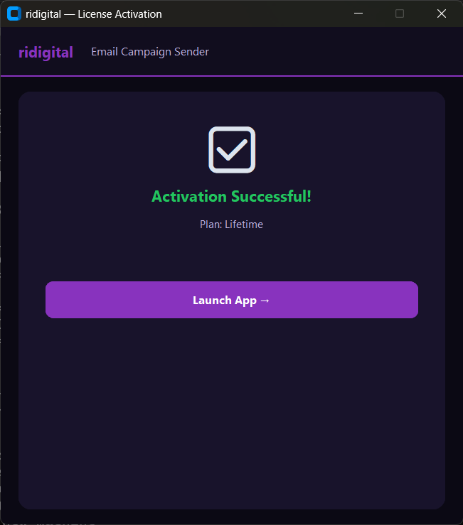 Activation successful — Plan: Lifetime